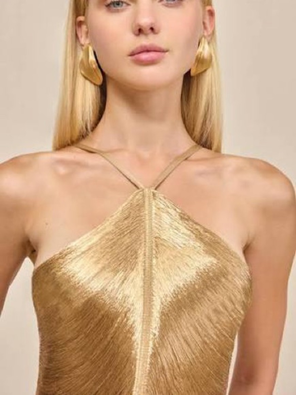 Cult Gaia Renata Gown Gold Metallic Halter Maxi Dress Small - Picture 3 of 5